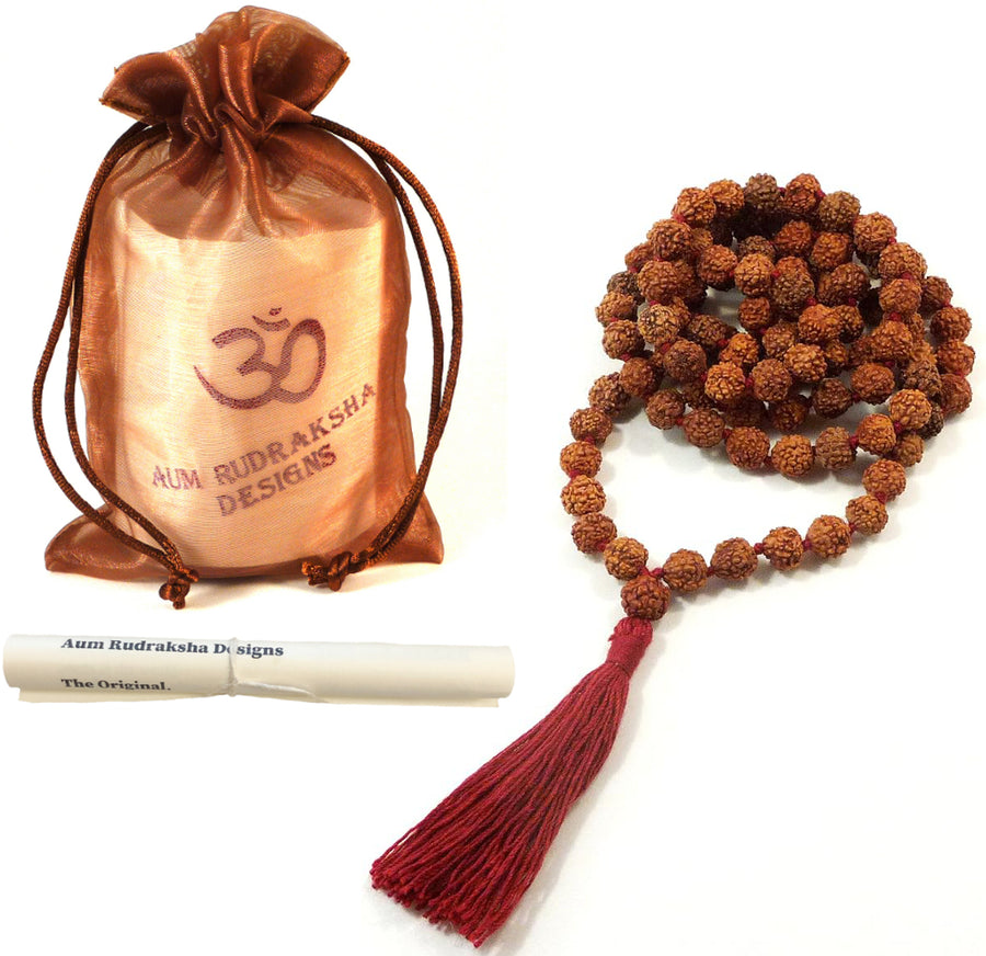 Rudraksha Meditation Mala - 8mm - 108 Beads - Top Quality