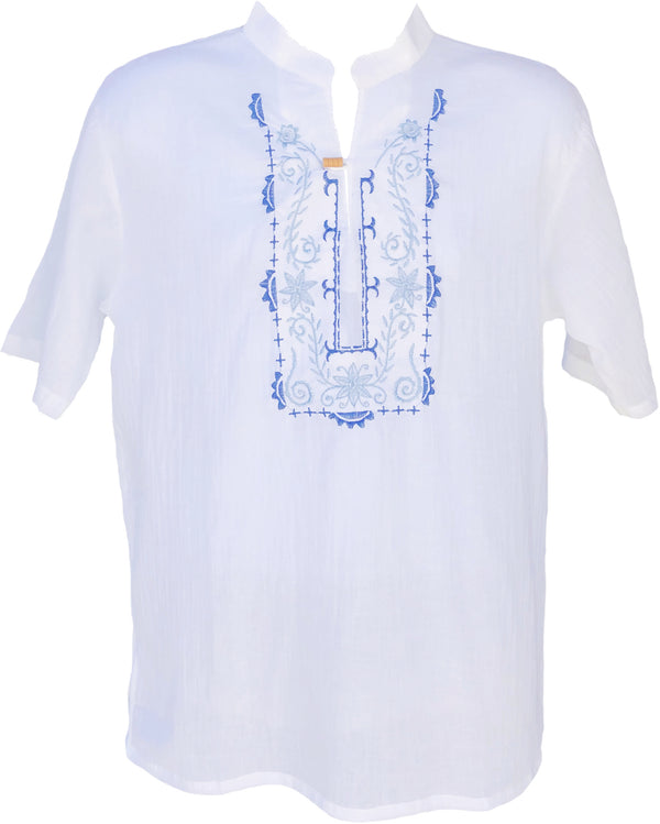Men's White T-Shirt 100% Cotton V-Neck Lightweight Yoga Top
