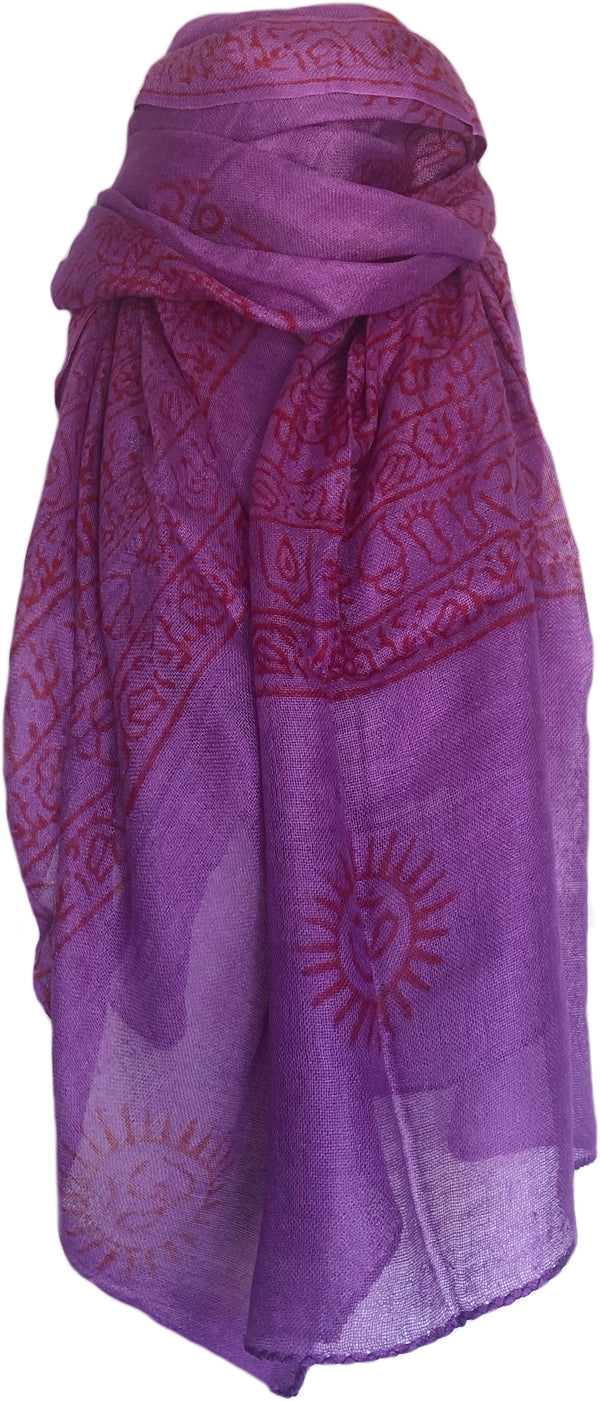 Om Mantra Hand Block Printed Prayer Scarf