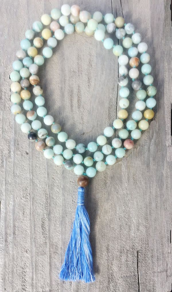 Amazonite Hand Knotted Mala - 108 Beads