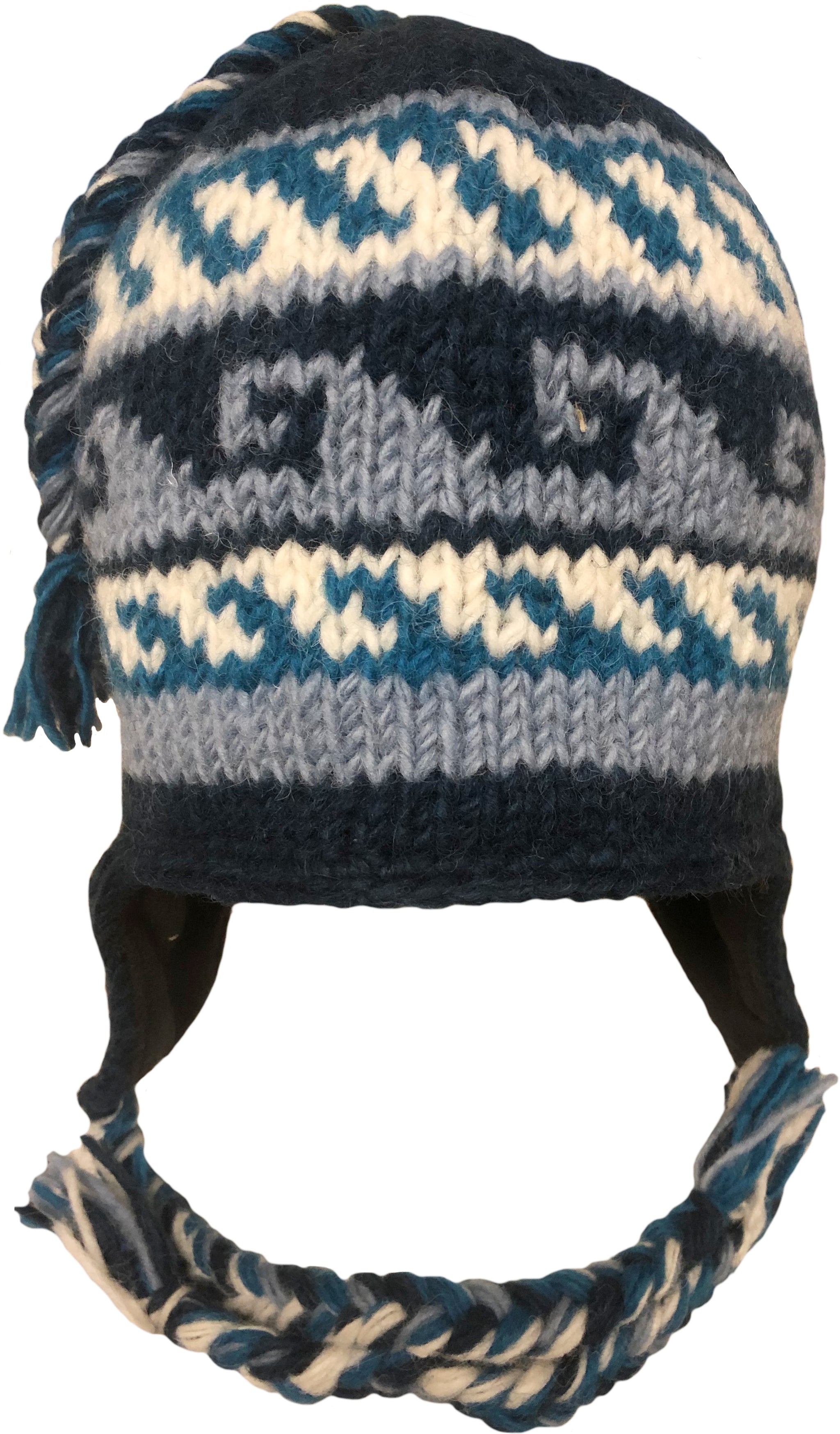 Sherpa Hat with Ear Flaps, Heavy Wool Fleece Lined - Wave Design