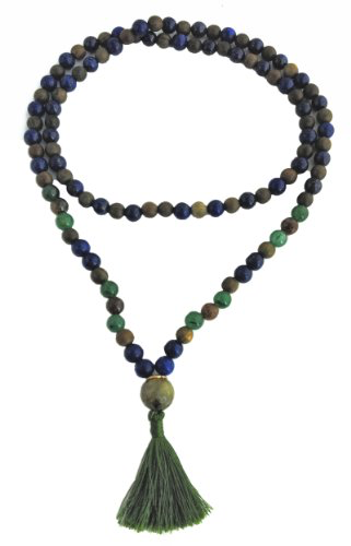 Medicine Buddha Mala - Green Garnet, Aventurine, Lapis & Agar (Aloe) Wood