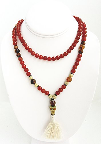 Ganesh Mala - Carnelian, Spider Agate, Bodhi Seeds, Lotus Seeds & Faceted Agate