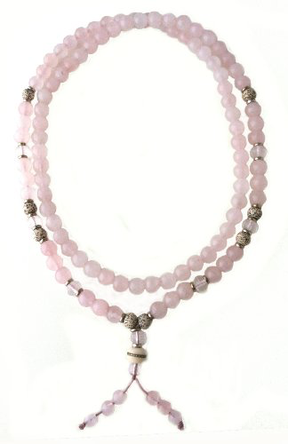Kuan Yin Mala - Rose Quartz, Lotus Seed & Clear Faceted Quartz
