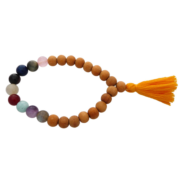 Natural Wood & Crystal Stretch Mala Bracelets