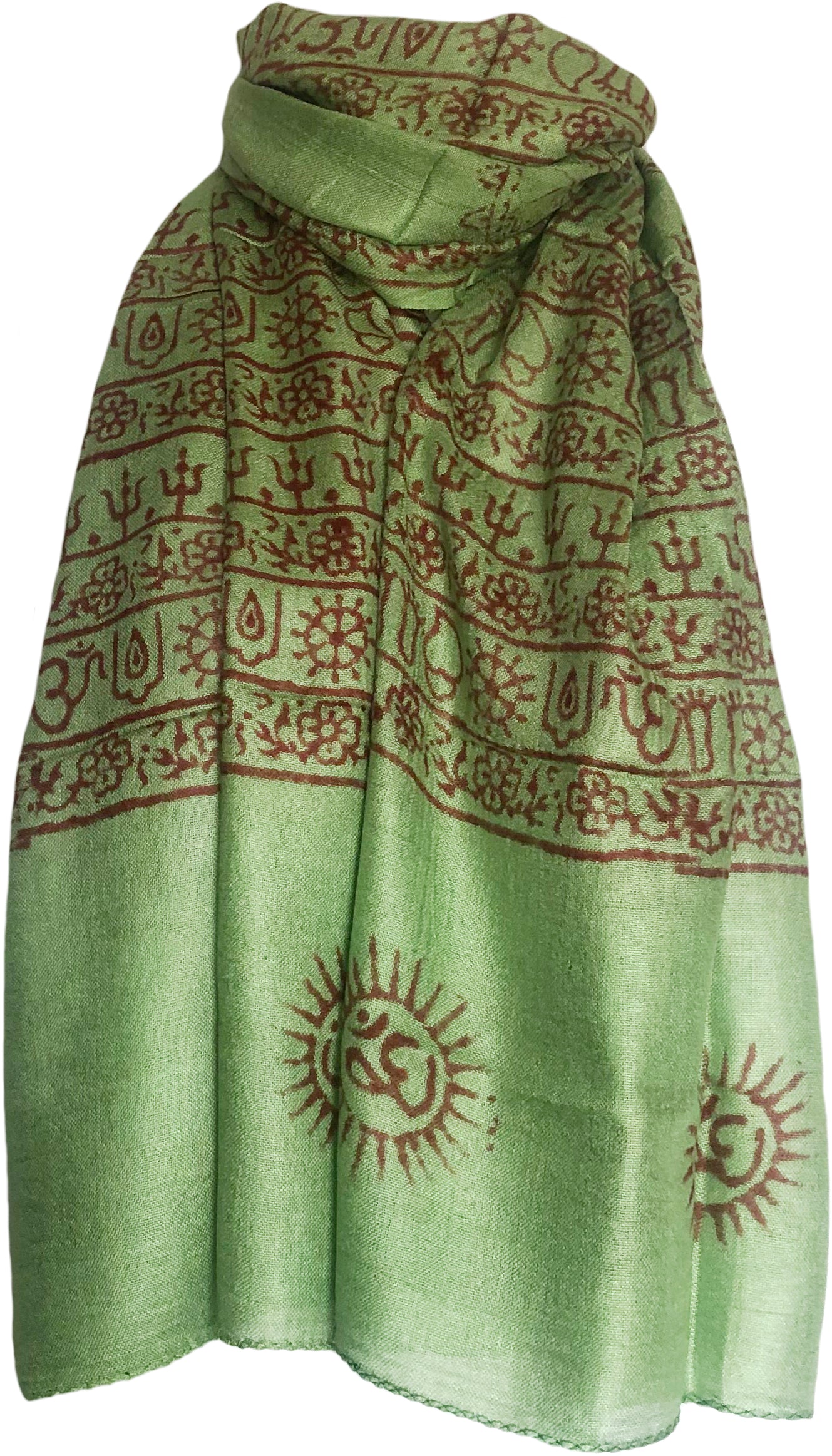 Om Mantra Hand Block Printed Prayer Scarf