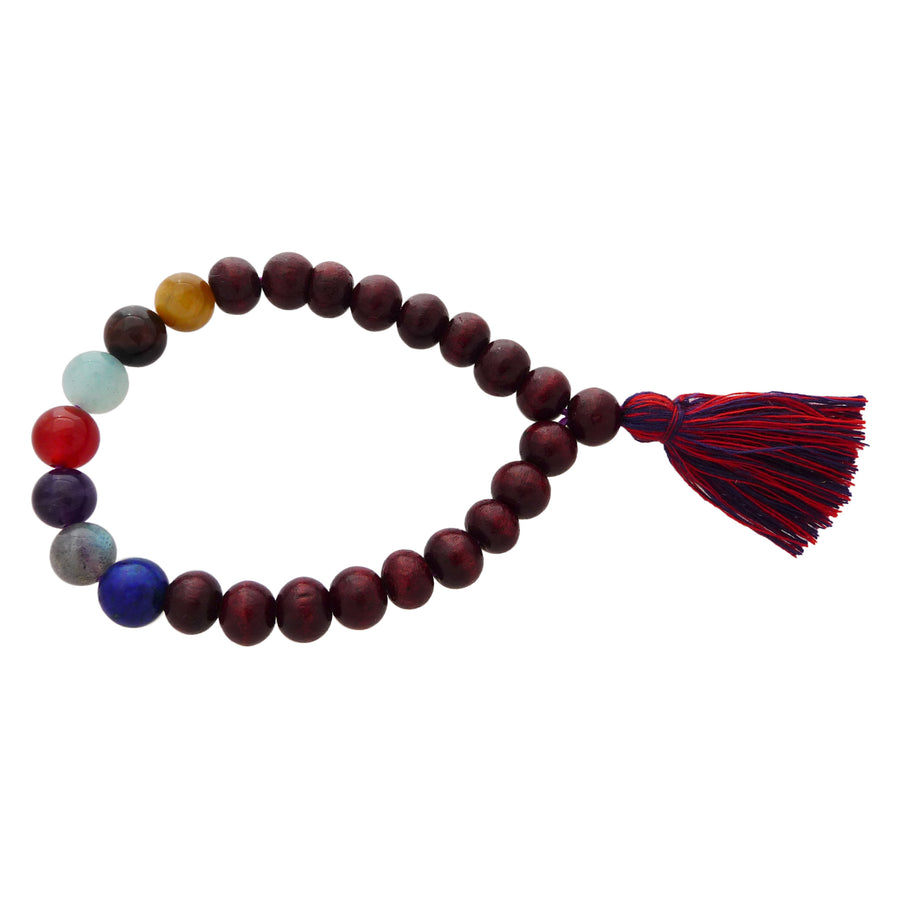 Natural Wood & Crystal Stretch Mala Bracelets