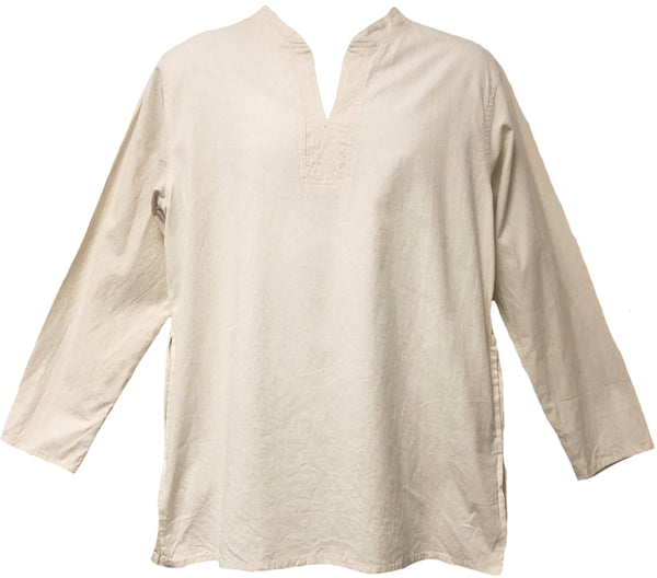 Split Neck Kurta - Hand-Loomed Cotton