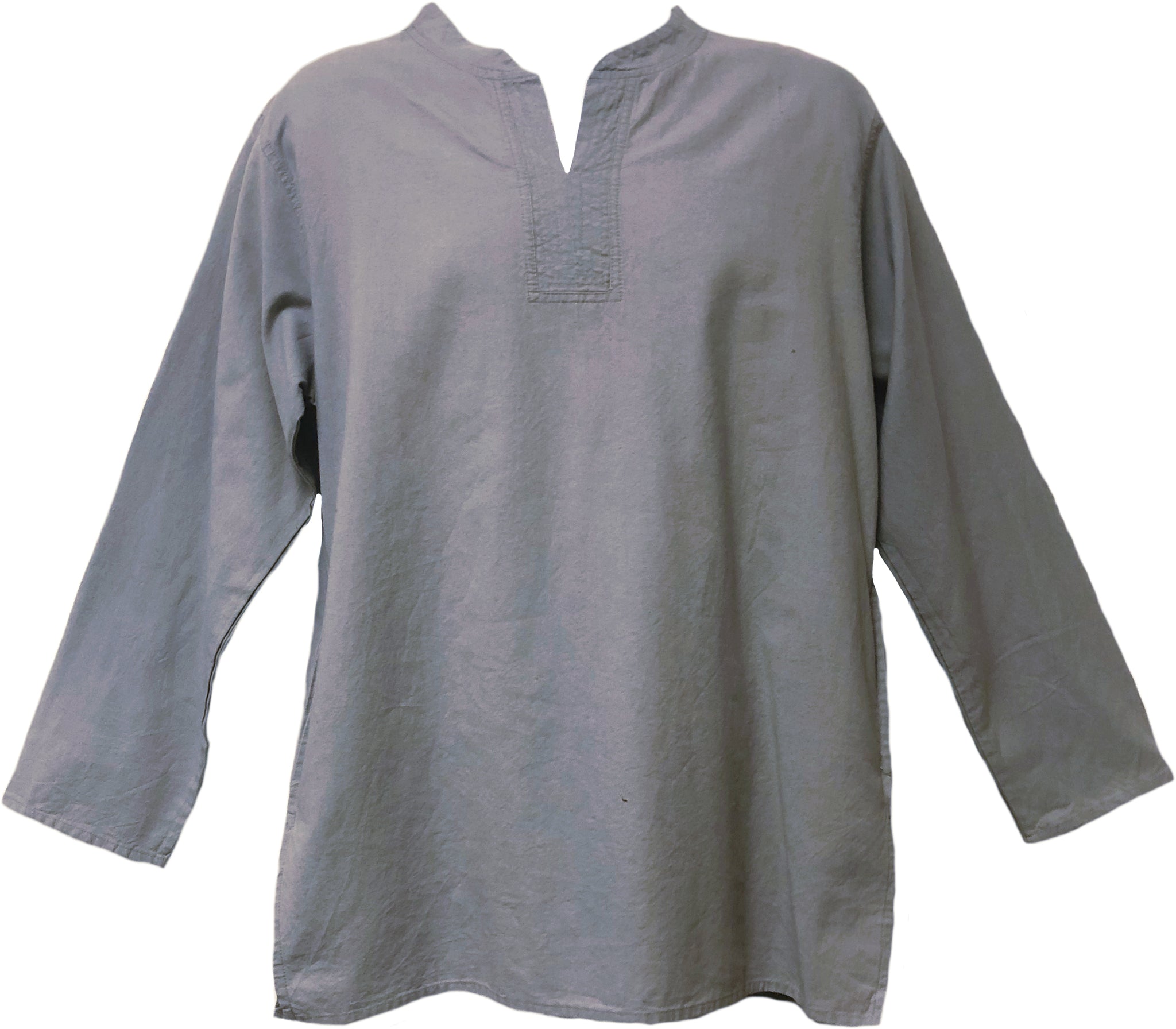 Split Neck Kurta - Hand-Loomed Cotton